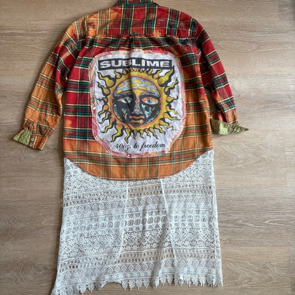 SUBLIME Upcycled Flannel with Crochet Train - Picture 10 of 10